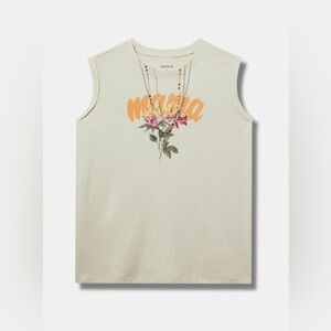 Torrid Cream Floral Mama Tank | Roll-Sleeve Muscle Tank